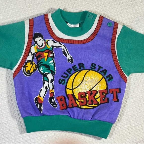 NWT Vintage QUACKERS Super Star Basketball Sweater Shirt; Toddler/ Infant Sz 12 - Picture 1 of 12